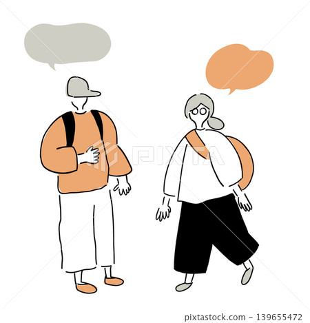 兩人聊天 | 灰色 x 橙色 兩人聊天 | 灰色 x 橙色 139655472