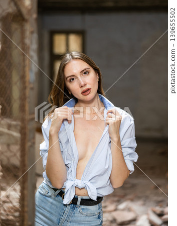 Photo of sensual young woman in abandoned house Photo of sensual young woman in abandoned house 139655502