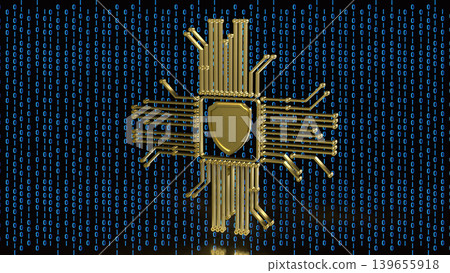 Digital Cyber Security Shield Circuit 3d render. Digital Cyber Security Shield Circuit 3d render. 139655918