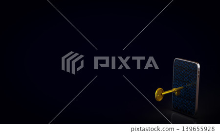 Digital Mobile Security Access Key 3d render. Digital Mobile Security Access Key 3d render. 139655928