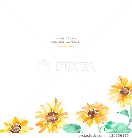 Watercolor painting. Watercolor-style sunflower illustration. Watercolor-drawn vector illustration. Summer sunflower background. Watercolor painting. Watercolor-style sunflower illustration. Watercolor-drawn vector illustration. Summer sunflower background. 139656115