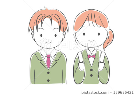 Illustration of a smiling male and female student Illustration of a smiling male and female student 139656421