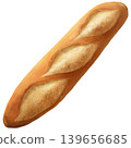 A realistic, hand-drawn illustration of a baguette. 139656685