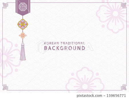 Elegant Korean Traditional Background with Purple Norigae and Floral Pattern Elegant Korean Traditional Background with Purple Norigae and Floral Pattern 139656771