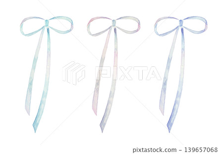 一幅藍色絲帶的水彩插圖 139657068