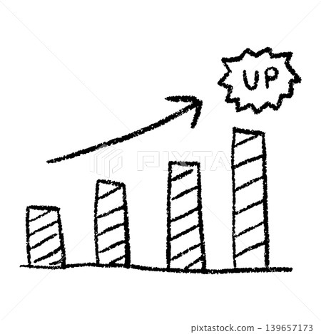 A hand-drawn illustration of an upward-sloping graph. A hand-drawn illustration of an upward-sloping graph. 139657173
