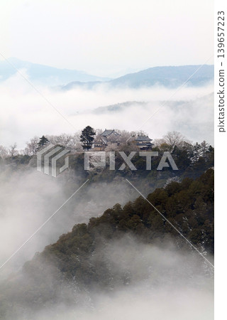 Winter sea of clouds and Bitchu Matsuyama Castle (castle in the sky) 25689 Winter sea of clouds and Bitchu Matsuyama Castle (castle in the sky) 25689 139657223