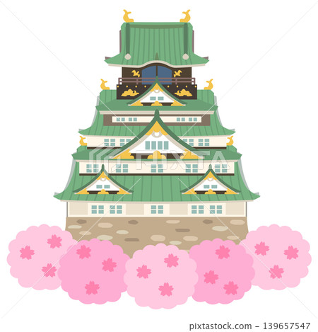 Osaka Castle, Osaka, tourist attraction illustration material Osaka Castle, Osaka, tourist attraction illustration material 139657547