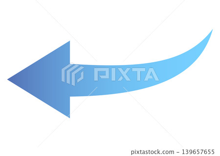 Arrow, leftward curve, blue, gradient. Arrow, leftward curve, blue, gradient. 139657655