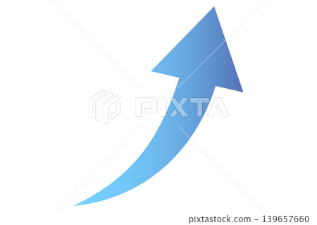 Arrow, upward, sloping to the right, blue, gradient. Arrow, upward, sloping to the right, blue, gradient. 139657660