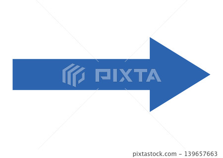 Rightward-pointing straight arrow, slim, blue, single item. Rightward-pointing straight arrow, slim, blue, single item. 139657663