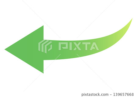 Arrow, leftward curve, green, gradient. Arrow, leftward curve, green, gradient. 139657668