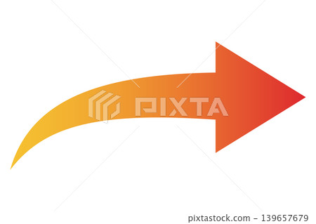 Arrow, rightward curve, red, gradient. 139657679
