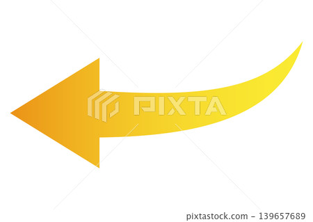 Arrow, leftward curve, yellow, gradient. Arrow, leftward curve, yellow, gradient. 139657689