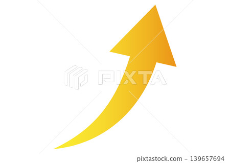 Arrow, upward, sloping to the right, yellow, gradient. Arrow, upward, sloping to the right, yellow, gradient. 139657694