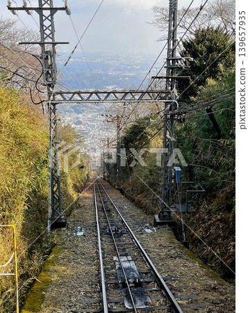 Kintetsu Ikoma Cable Car, Mountain Line, Straight and Steep Gradient Kintetsu Ikoma Cable Car, Mountain Line, Straight and Steep Gradient 139657935