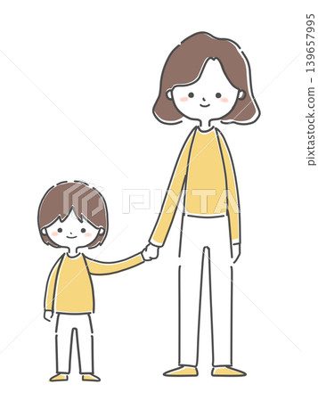 A mother and child standing hand in hand. A mother and child standing hand in hand. 139657995