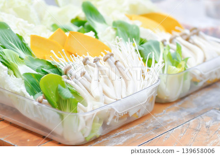 mushroom , Chinese cabbage and pumpkin or fresh vegetable or vegetable for cook 139658006