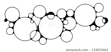 Black connected bubbles pattern. Liner geometric round morph concept. Abstract outline blob design element for logo, icon, tag, emblem, banner, signs, sticker. Morphing metaball shape. Vector 139658062
