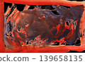 Abstract Watercolor Painting with Red Border and Dark Center for Modern Designs 139658135