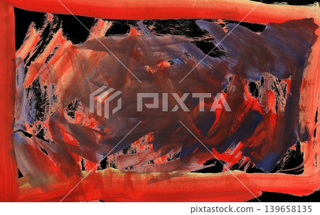 Abstract Watercolor Painting with Red Border and Dark Center for Modern Designs Abstract Watercolor Painting with Red Border and Dark Center for Modern Designs 139658135