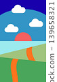 Simple Geometric Landscape Illustration in Flat Art Style 139658321