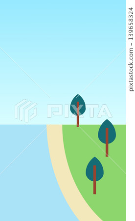 Simple Geometric Landscape Illustration in Flat Art Style Simple Geometric Landscape Illustration in Flat Art Style 139658324