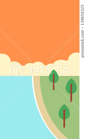Simple Geometric Landscape Illustration in Flat Art Style Simple Geometric Landscape Illustration in Flat Art Style 139658325