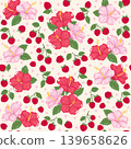 Aesthetic Raspberry Hibiscus Seamless Pattern 139658626