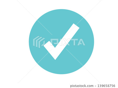 Check icon, circle, checked, completed, safe, correct, color, vector illustration 139658756