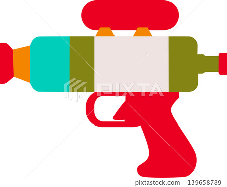 Colorful Toy Water Gun Summer Flat Illustration Colorful Toy Water Gun Summer Flat Illustration 139658789