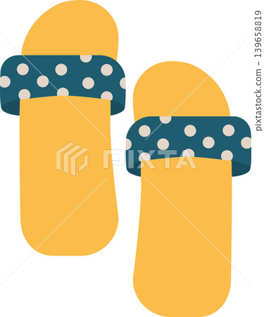Cute Summer Sandals Flat Illustration with Polka Dot Straps Cute Summer Sandals Flat Illustration with Polka Dot Straps 139658819
