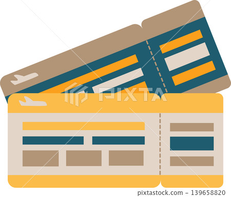 Summer Travel Tickets Flat Illustration in Modern Geometric Style Summer Travel Tickets Flat Illustration in Modern Geometric Style 139658820