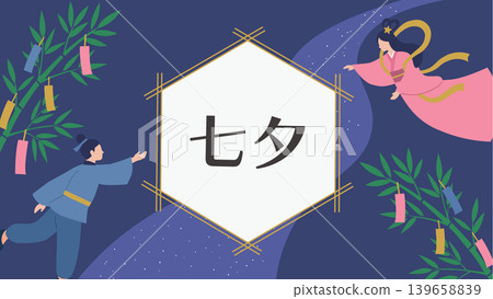 七夕布、七夕背景、單色插畫、七夕素材、背景、織姬和牛郎、銀河 七夕布、七夕背景、單色插畫、七夕素材、背景、織姬和牛郎、銀河 139658839