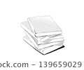 手繪插圖，堆疊的書籍，單色線條藝術。 139659029