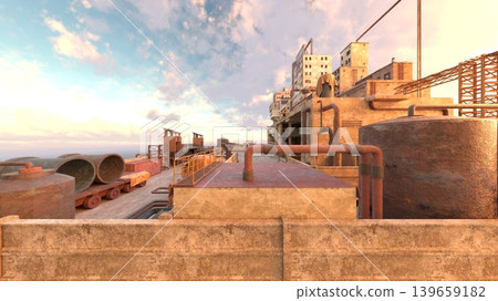 Exterior view of a factory by the sea Exterior view of a factory by the sea 139659182