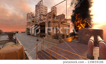 Exterior view of a factory by the sea Exterior view of a factory by the sea 139659186
