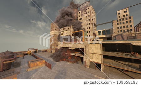 Exterior view of a factory by the sea Exterior view of a factory by the sea 139659188