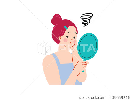 Illustration of a woman watching a mirror Illustration of a woman watching a mirror 139659246