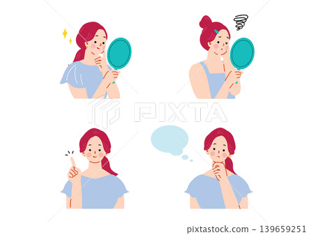 患有皮膚問題的女性的插圖集 患有皮膚問題的女性的插圖集 139659251