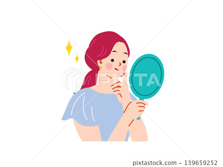 Illustration of a woman watching a mirror Illustration of a woman watching a mirror 139659252
