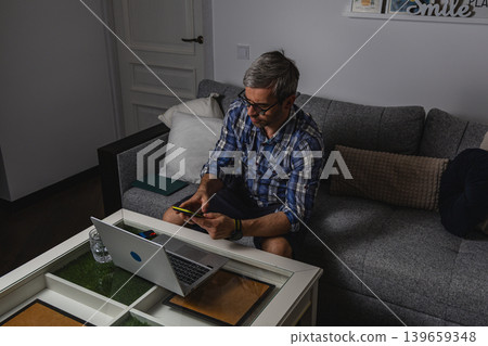 Online worker feeling exhausted during deadline Online worker feeling exhausted during deadline 139659348