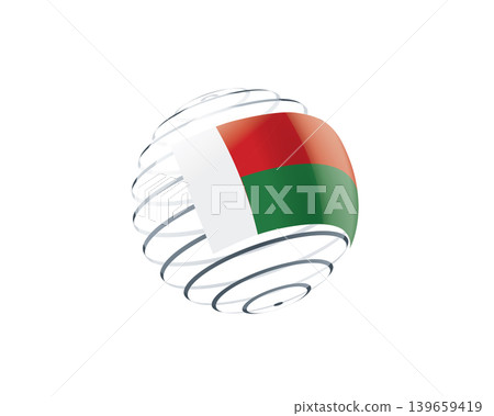 Madagascar flag on an abstract globe Madagascar flag on an abstract globe 139659419