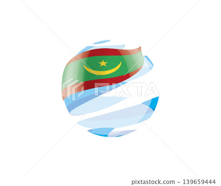 Flat of patriotic globe featuring waving Mauritania flag design Flat of patriotic globe featuring waving Mauritania flag design 139659444