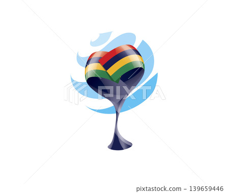 Floral emblem of the Mauritius flag in the form of a heart Floral emblem of the Mauritius flag in the form of a heart 139659446
