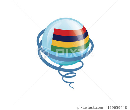 Stylish international icon showcasing Mauritius flag within reflective globe design Stylish international icon showcasing Mauritius flag within reflective globe design 139659448