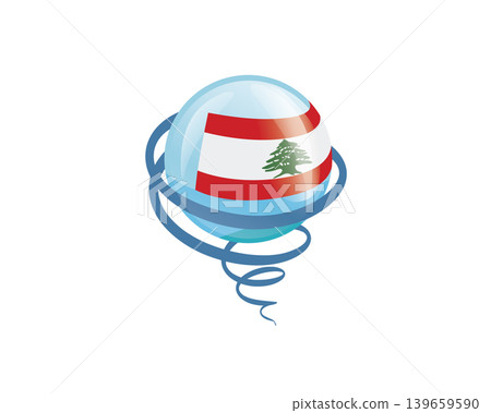 Stylish international icon showcasing Lebanon flag within reflective globe design Stylish international icon showcasing Lebanon flag within reflective globe design 139659590