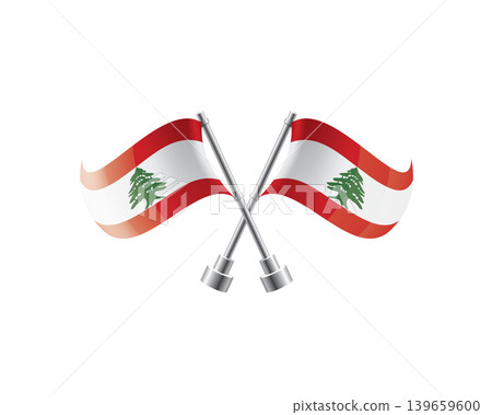 Scalable illustration capturing prideful display of Lebanon national banners Scalable illustration capturing prideful display of Lebanon national banners 139659600