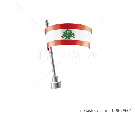 Clean representation showcasing Lebanon flag attached to glossy metal pole Clean representation showcasing Lebanon flag attached to glossy metal pole 139659604