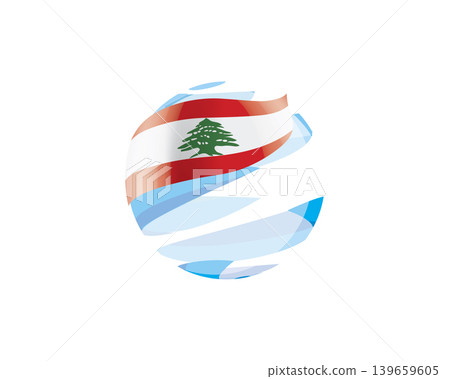 Flat of patriotic globe featuring waving Lebanon flag design Flat of patriotic globe featuring waving Lebanon flag design 139659605